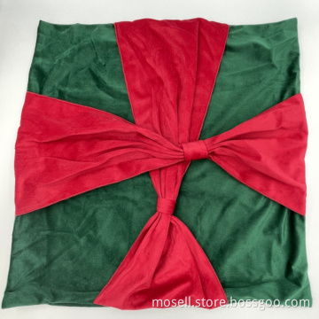 Christmas Decorative Bow Square Pillow Cover